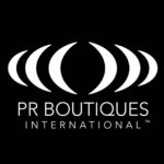 Logo of pr boutiques international featuring three curved lines in blue, purple, and red, encircling the company name.