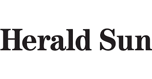 The image shows a logo with the text "Herald Sun" in a bold, serif font, all in black.