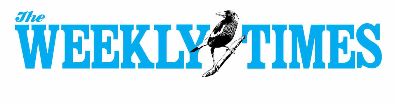 Logo of "The Weekly Times" featuring a black and white bird perched on the letter "L" in the word "Weekly." Text is in bold blue font.
