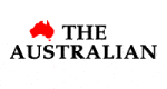 Logo of The Australian newspaper featuring the text "The Australian" with a red silhouette of Australia above it.