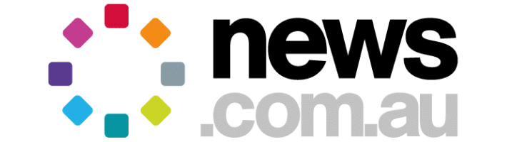 Logo of news.com.au with a multicolored octagon shape on the left and the website name in bold black and gray text on the right.